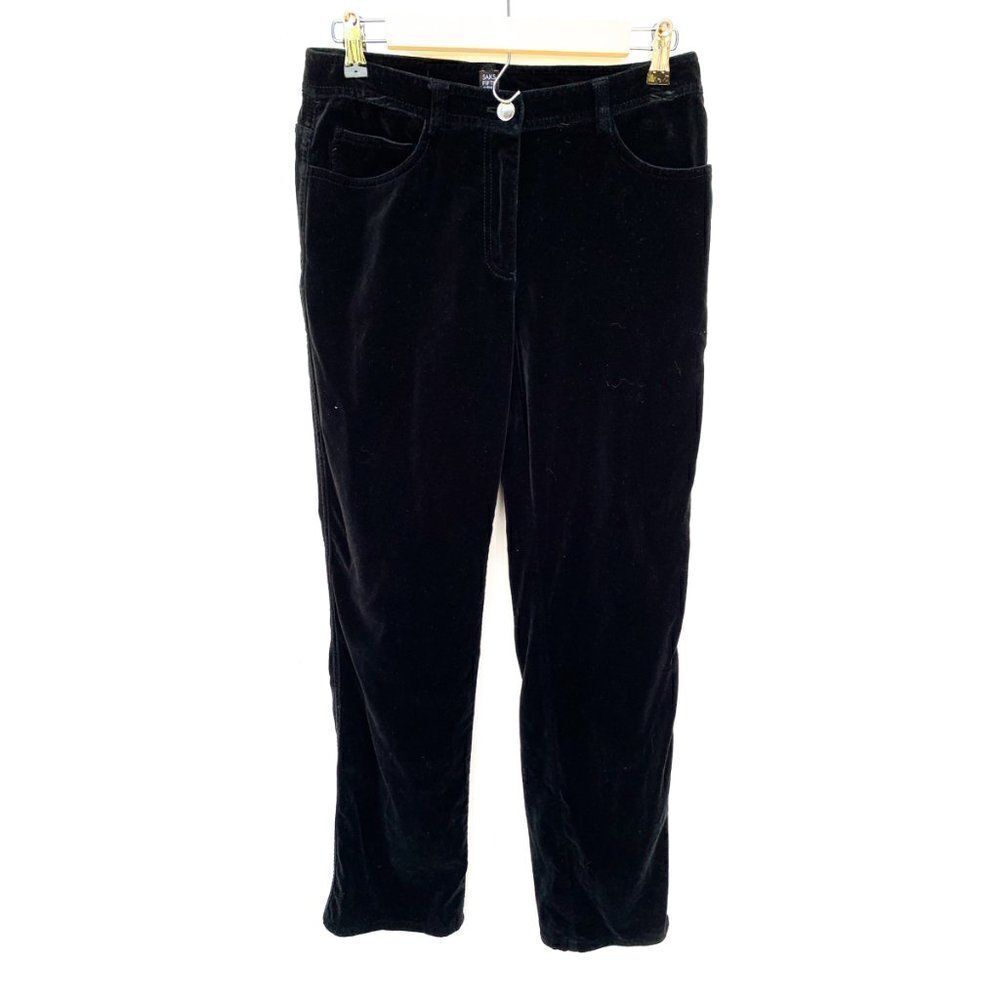 Saks Fifth Avenue Black Velvet Straight Leg Pants